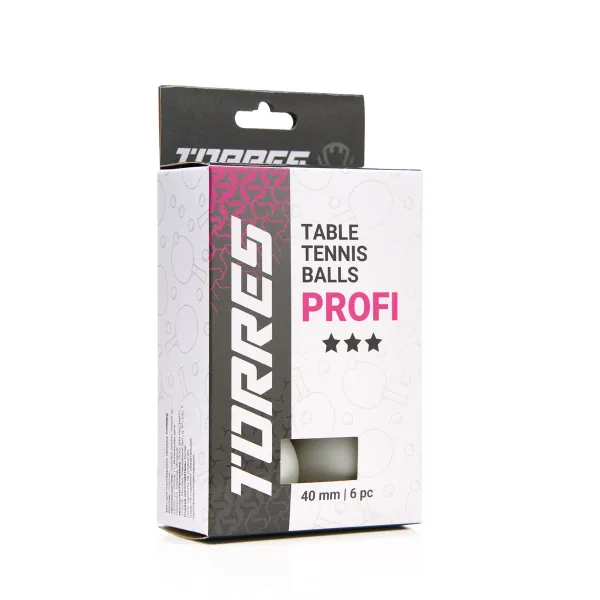 Мяч для наст. тенниса TORRES Profi 3*, TT23012, диам. 40+мм, упак. 6 шт, белый за 338.30 ₽ в Ярославле
