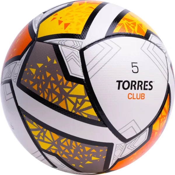 Мяч футб. TORRES Club, F323965, р.5, 10 пан., ПУ, гибрид. сшив, бел-оранж-желт за 2&nbsp;225.30 ₽ в Ярославле