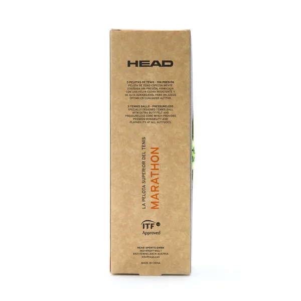 Мяч теннисный HEAD Marathon 3B, 578183, крафт. упак.3шт, без давления, фетр, нат.резина,желтый за 1&nbsp;055.70 ₽ в Ярославле