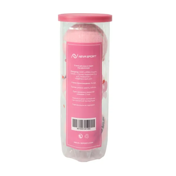 Мяч для падела NS Sakura, UAA2, уп.3 шт, сукно, нат.резина, розовый за 824.50 ₽ в Ярославле